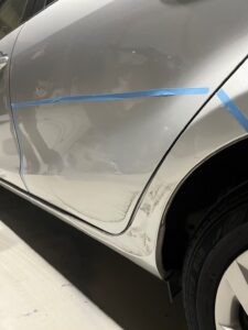 トヨタ アクア 左リアドア・左クォーター・左クォーターインナー・左ロッカーパネルの修理事例②
