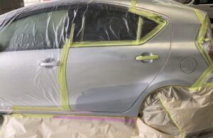 トヨタ アクア 左リアドア・左クォーター・左クォーターインナー・左ロッカーパネルの修理事例③