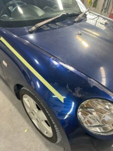 ダイハツ コペン ボンネット・左フェンダー・右フェンダーのリペイント修理事例⑤