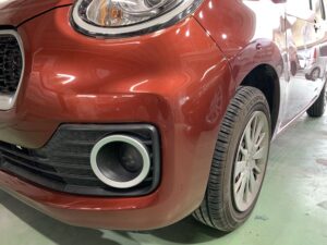トヨタ パッソ 左フロントバンパーの修理事例②