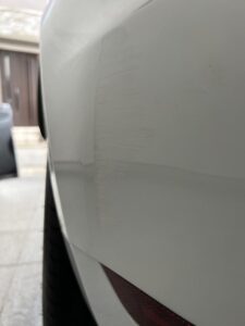 ポルシェ カイエン 左リアバンパーの修理事例①