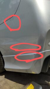 【幕張店】スバル WRXの左リアバンパーの修理事例1