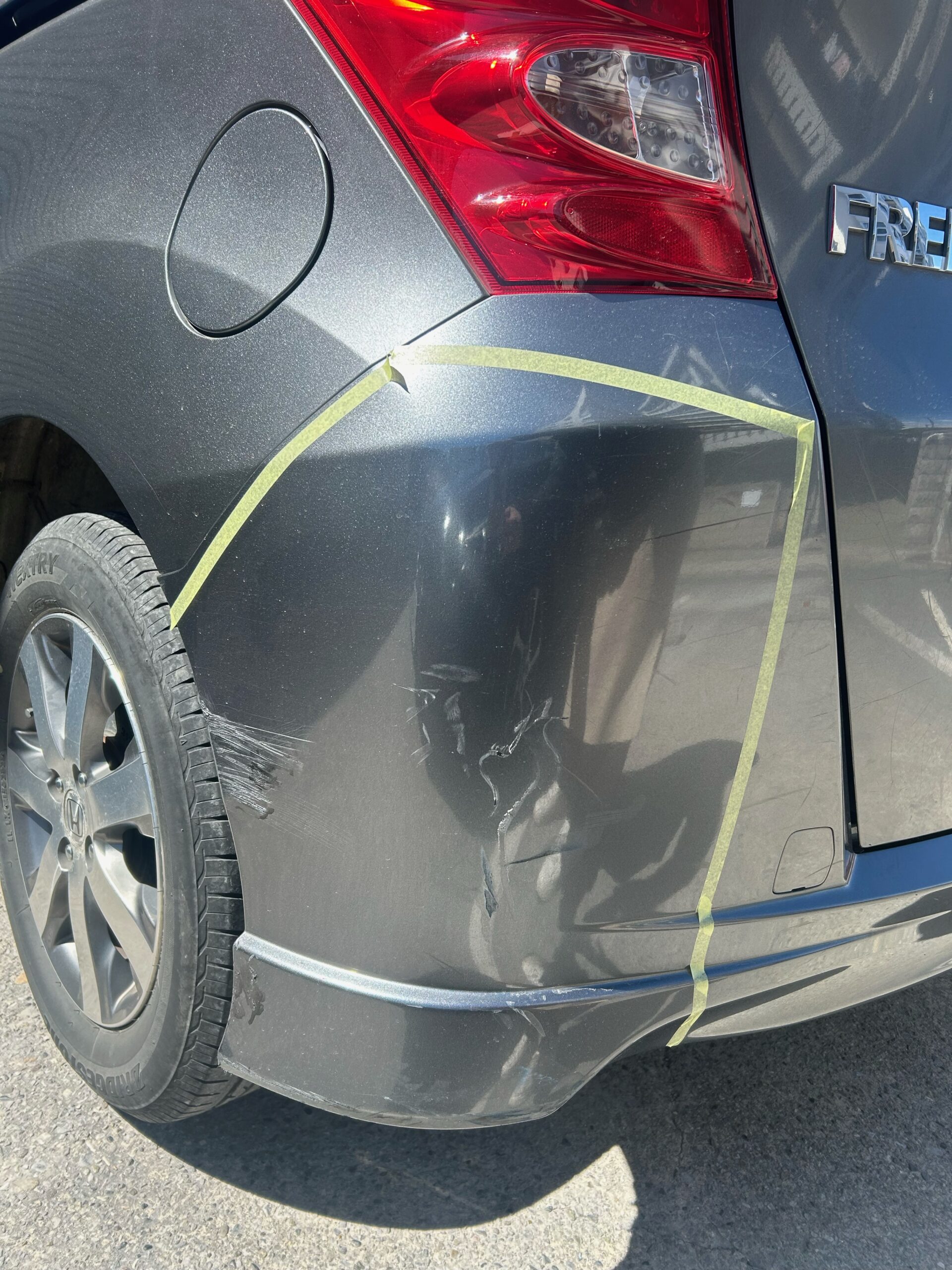 【松戸店】ホンダ フリードの左リアバンパーの修理事例
