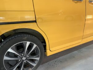 【習志野店】スズキ スペーシアカスタム 右スライドドアパネル、右クォーターパネルの板金塗装・修理事例2